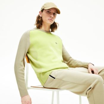 Lacoste Motion Breathable Color-Block Sweater - Svetr Pánské Béžový / Žluté | CZ-GuI408